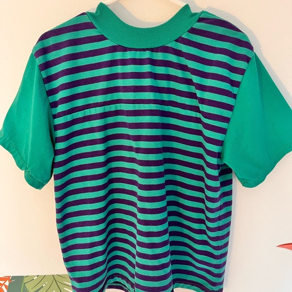 Vintage Green and Blue Striped Kids Shirt - Picture 6 of 6